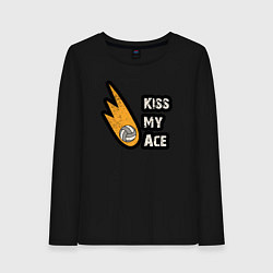 Лонгслив хлопковый женский Kiss my ace volleyball, цвет: черный