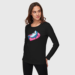 Лонгслив хлопковый женский Акула на отдыхе, цвет: черный — фото 2