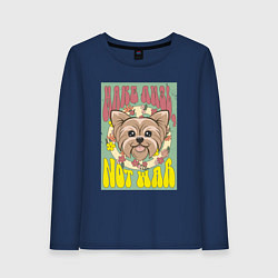 Лонгслив хлопковый женский Винтажный йорк пацифист, цвет: тёмно-синий