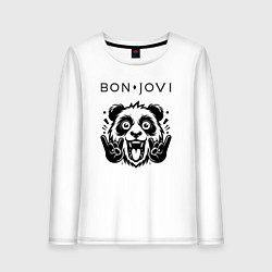 Лонгслив хлопковый женский Bon Jovi - rock panda, цвет: белый