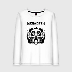 Лонгслив хлопковый женский Megadeth - rock panda, цвет: белый
