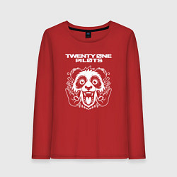 Лонгслив хлопковый женский Twenty One Pilots rock panda, цвет: красный