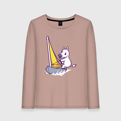 Лонгслив хлопковый женский Лошадь яхтсмен, цвет: пыльно-розовый