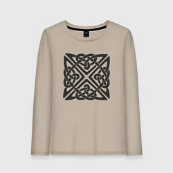 Женский лонгслив Квадратный кельтский черный узор