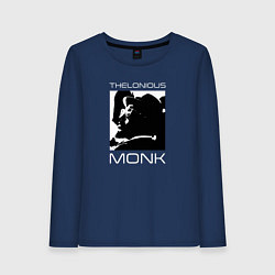 Лонгслив хлопковый женский Jazz legend Thelonious Monk, цвет: тёмно-синий