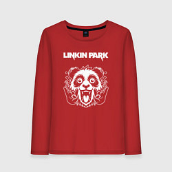 Лонгслив хлопковый женский Linkin Park rock panda, цвет: красный