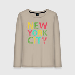 Лонгслив хлопковый женский New York city colors, цвет: миндальный