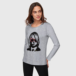 Лонгслив хлопковый женский Kurt Cobain Nirvana portrait, цвет: меланж — фото 2