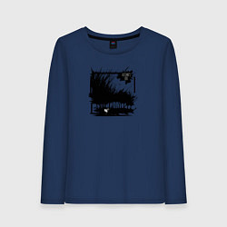 Лонгслив хлопковый женский Ритм движения осени, цвет: тёмно-синий
