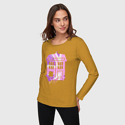 Лонгслив хлопковый женский Pink tardis, цвет: горчичный — фото 2