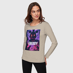 Лонгслив хлопковый женский Freddy - мишка Фредди, цвет: миндальный — фото 2