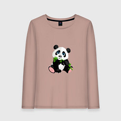 Лонгслив хлопковый женский Красивый медведь панда, цвет: пыльно-розовый