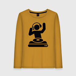 Лонгслив хлопковый женский Dj party, цвет: горчичный
