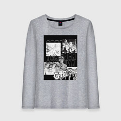 Лонгслив хлопковый женский Эйкити Онидзука коллаж, цвет: меланж