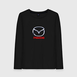 Лонгслив хлопковый женский Mazda logo, цвет: черный