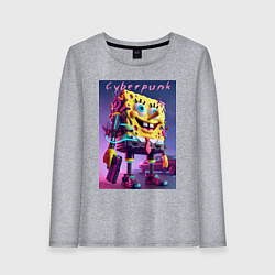 Женский лонгслив Sponge Bob with a pistol - cyberpunk ai art