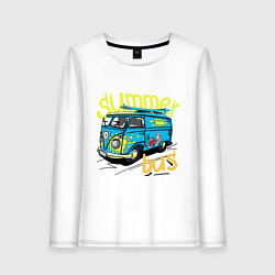 Лонгслив хлопковый женский Summer bus, цвет: белый