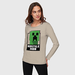 Лонгслив хлопковый женский Minecraft hostile mob, цвет: миндальный — фото 2