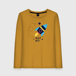 Лонгслив хлопковый женский Взлетаем, цвет: горчичный