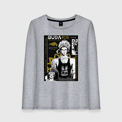 Лонгслив хлопковый женский Повесть о конце света Будда бог просветления, цвет: меланж