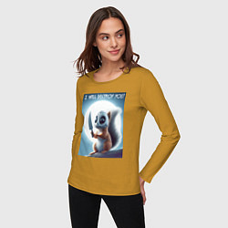 Лонгслив хлопковый женский I will destroy you - halloween, цвет: горчичный — фото 2
