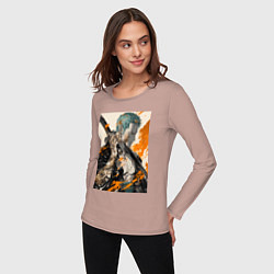 Лонгслив хлопковый женский Ван-Пис Зоро Ророноа фехтовальщик, цвет: пыльно-розовый — фото 2