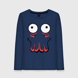 Лонгслив хлопковый женский John Zoidberg Face, цвет: тёмно-синий