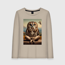 Женский лонгслив Прикольная сказочная сова - нейросеть