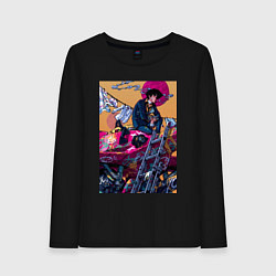 Лонгслив хлопковый женский Ковбой Бибоп Спайк Шпигель Красный дракон, цвет: черный
