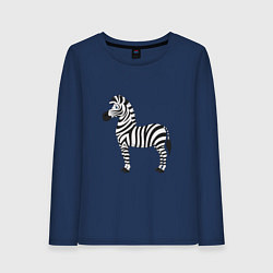 Лонгслив хлопковый женский Хорошая веселая зебра, цвет: тёмно-синий