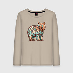 Женский лонгслив Медведь с надписью