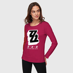 Лонгслив хлопковый женский Zenless zone zero лого, цвет: маджента — фото 2