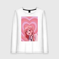 Лонгслив хлопковый женский Марин Китагава: Сердца, цвет: белый