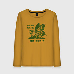 Женский лонгслив Лягушка с крыльями ты странный но мне нравится
