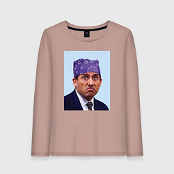 Лонгслив хлопковый женский Michael Scott - Prison mike the office meme, цвет: пыльно-розовый