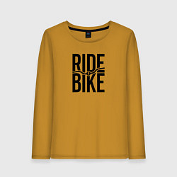 Лонгслив хлопковый женский Black ride bike, цвет: горчичный