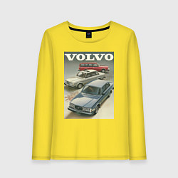 Лонгслив хлопковый женский Автомобиль Volvo, цвет: желтый