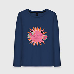 Женский лонгслив Розовый летний кот