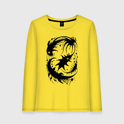 Лонгслив хлопковый женский Абстрактные твари - нейросеть, цвет: желтый