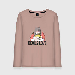 Лонгслив хлопковый женский Ангелок и демон, цвет: пыльно-розовый
