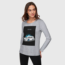 Лонгслив хлопковый женский Subaru авто, цвет: меланж — фото 2