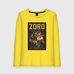 Лонгслив хлопковый женский One piece Зоро Pirate Hunter, цвет: желтый