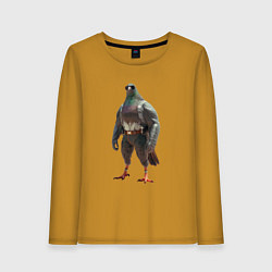 Лонгслив хлопковый женский Голубь атлет, цвет: горчичный