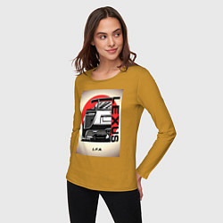 Лонгслив хлопковый женский Lexus автомобиль jdm, цвет: горчичный — фото 2