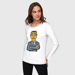 Лонгслив хлопковый женский Человек кукла, цвет: белый — фото 2