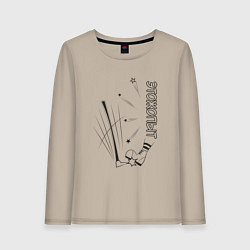 Лонгслив хлопковый женский Этожопыт грабли - на светлом, цвет: миндальный