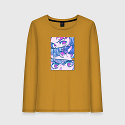 Лонгслив хлопковый женский Тандзиро Незуко и Зеницу Клинок рассекающий демоно, цвет: горчичный