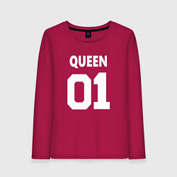 Лонгслив хлопковый женский Футбольная надпись 01 королева, цвет: маджента