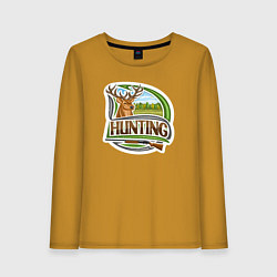 Лонгслив хлопковый женский Deer hunting, цвет: горчичный
