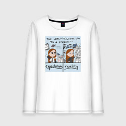 Лонгслив хлопковый женский Учеба архитектора, цвет: белый